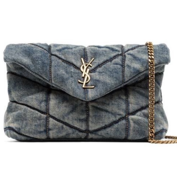 Bags 222 Authentic Ysl Medium Loulou Quilted Denim Crossbody Bag